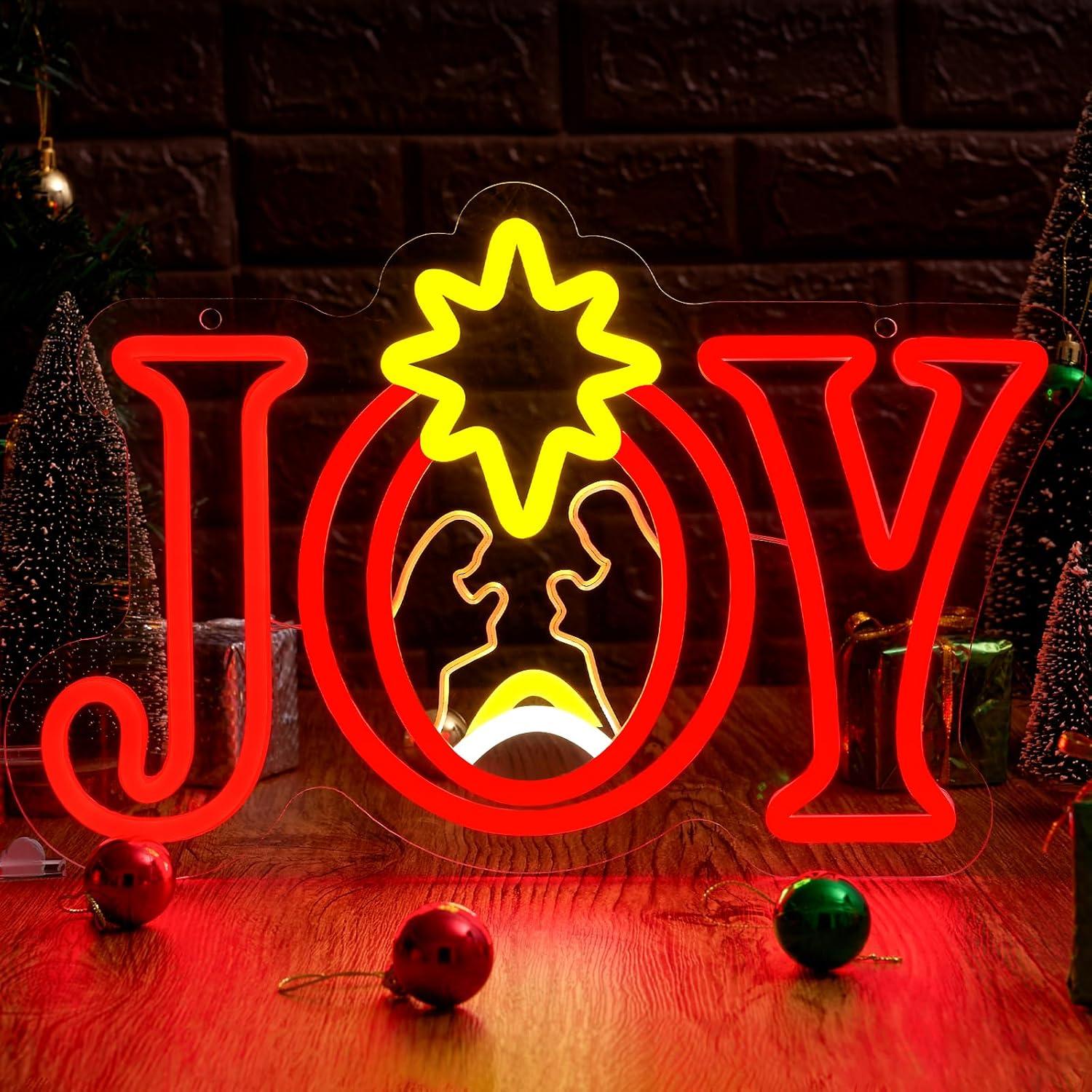 Lighting Christmas Decor - Insegna al neon con scena natalizia,