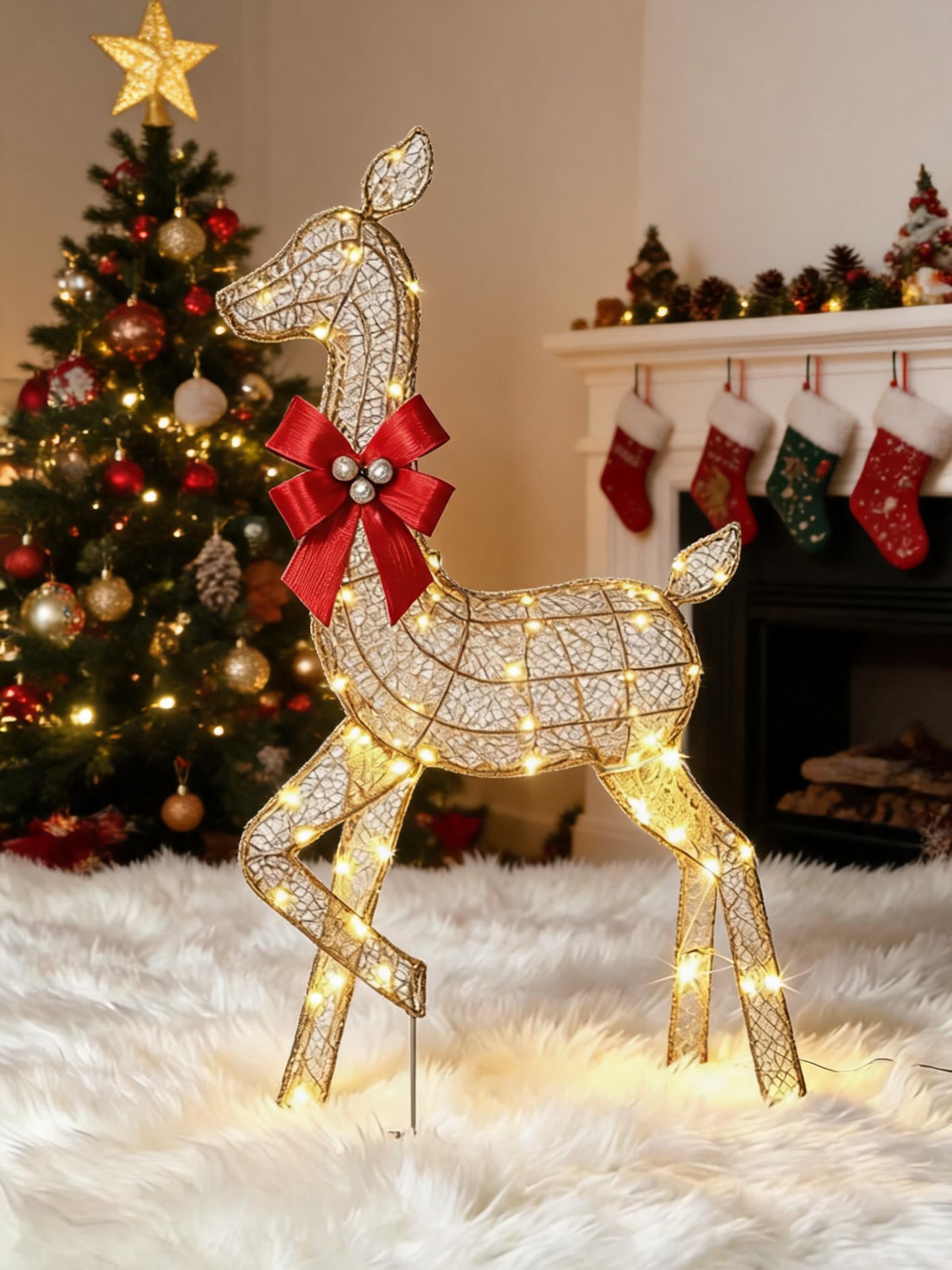 Up Lighting Decor - Set di 3 renne natalizie illuminate,